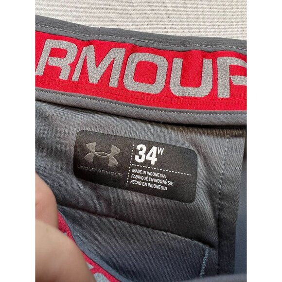 Under Armour Men's Slim Tapered Pants Flat Front Size 34x32 Gray Stretch Pockets - Picture 5 of 13
